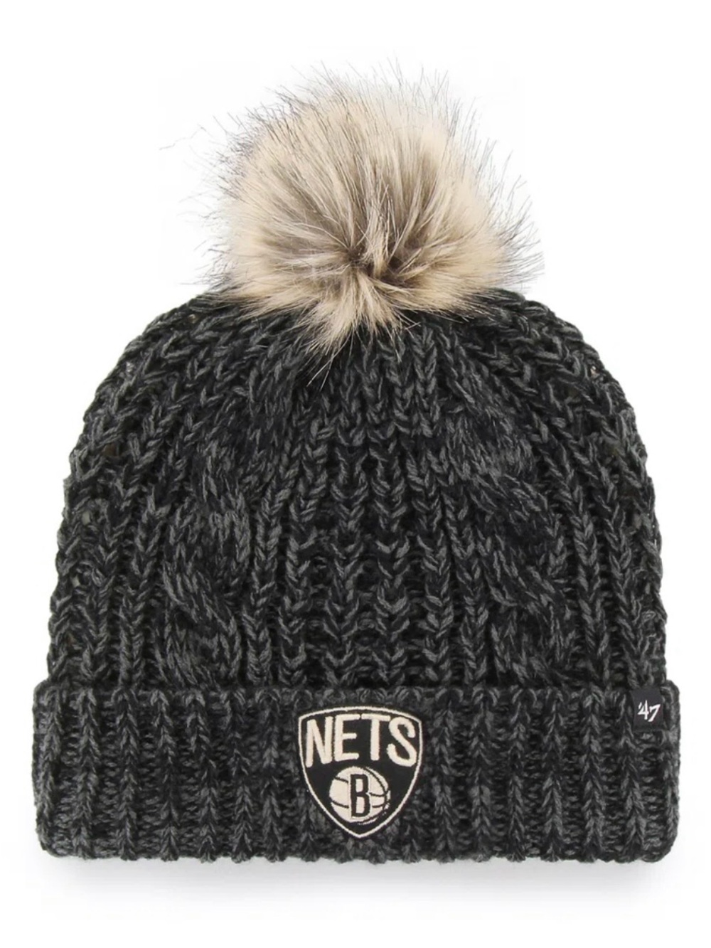 Brooklyn Nets '47 Women's Meeko Cuffed Knit Hat with Pom NWT